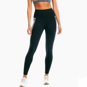 NWT Southern Tide Melana High Waisted Contrast Pocket Leggings Black